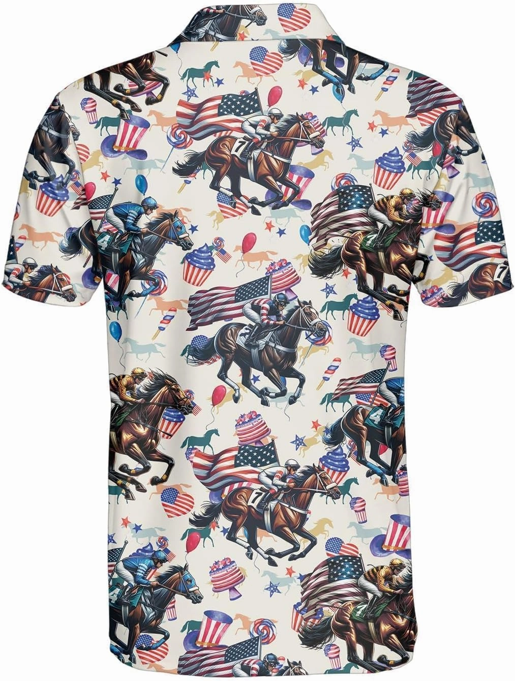 Retro Horse Racing Polo Shirts for Men Horse Racing Golf Polos Mens Polo Shirts Short Sleeve Button Up Shirt Men