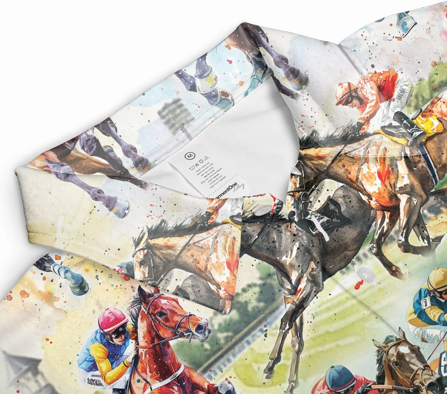 Retro Horse Racing Polo Shirts for Men Horse Racing Golf Polos Mens Polo Shirts Short Sleeve Button Up Shirt Men