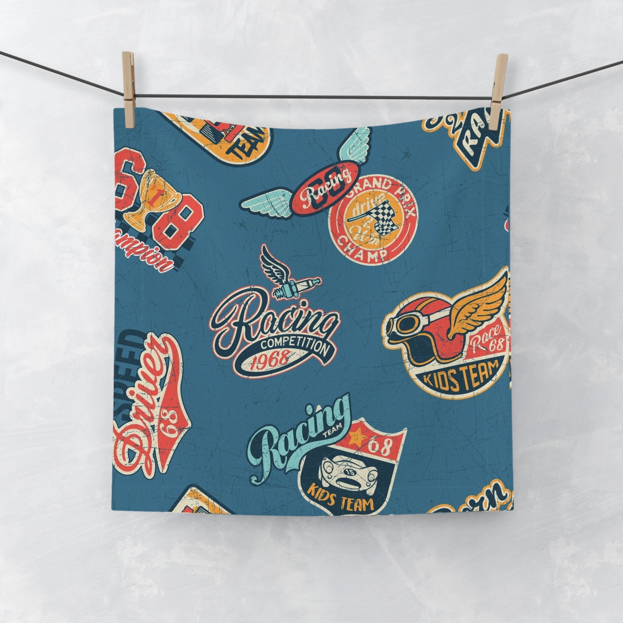 Retro Racing Competition Face Towel | Vintage Car Enthusiast Gift