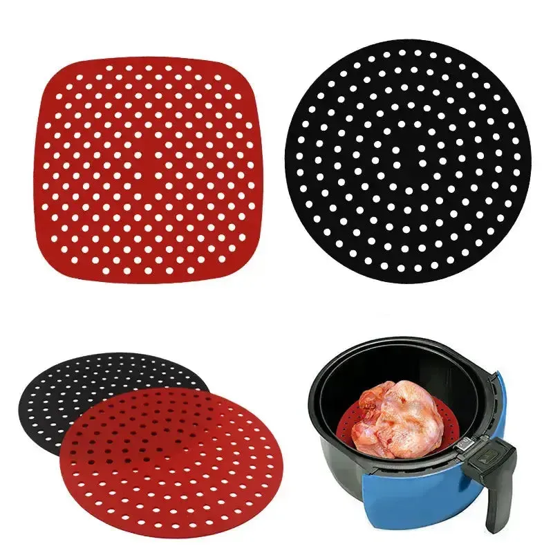 Reusable Air Fryer Mat High Temperature Resistance Silicone Pads For Air Fryers Non Stick Silicone Baking Mat For Air Fryer