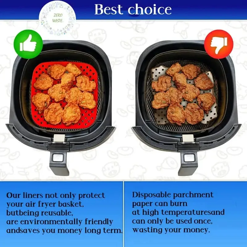 Reusable Air Fryer Mat High Temperature Resistance Silicone Pads For Air Fryers Non Stick Silicone Baking Mat For Air Fryer
