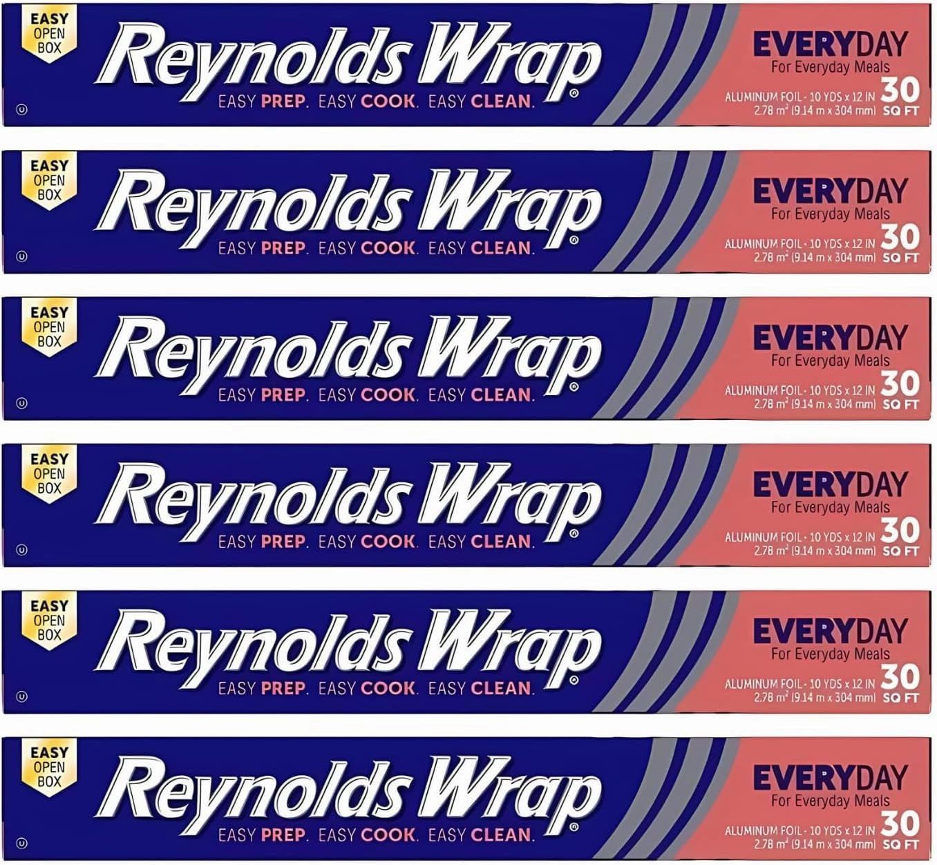 Reynolds Wrap Aluminum Foil (30 Sq Ft, Pack of 6)
