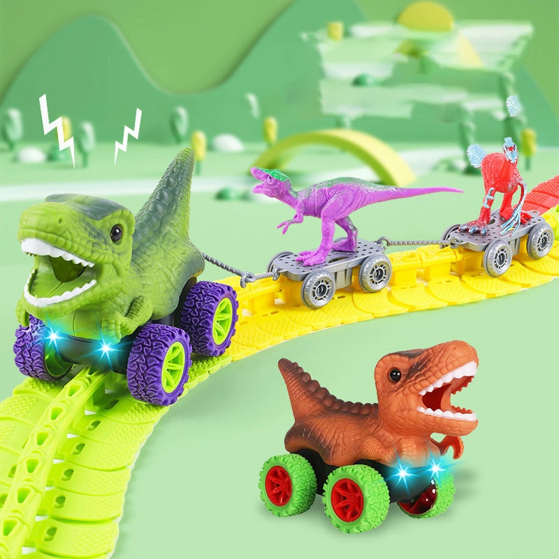 roller coaster dinosaur track car