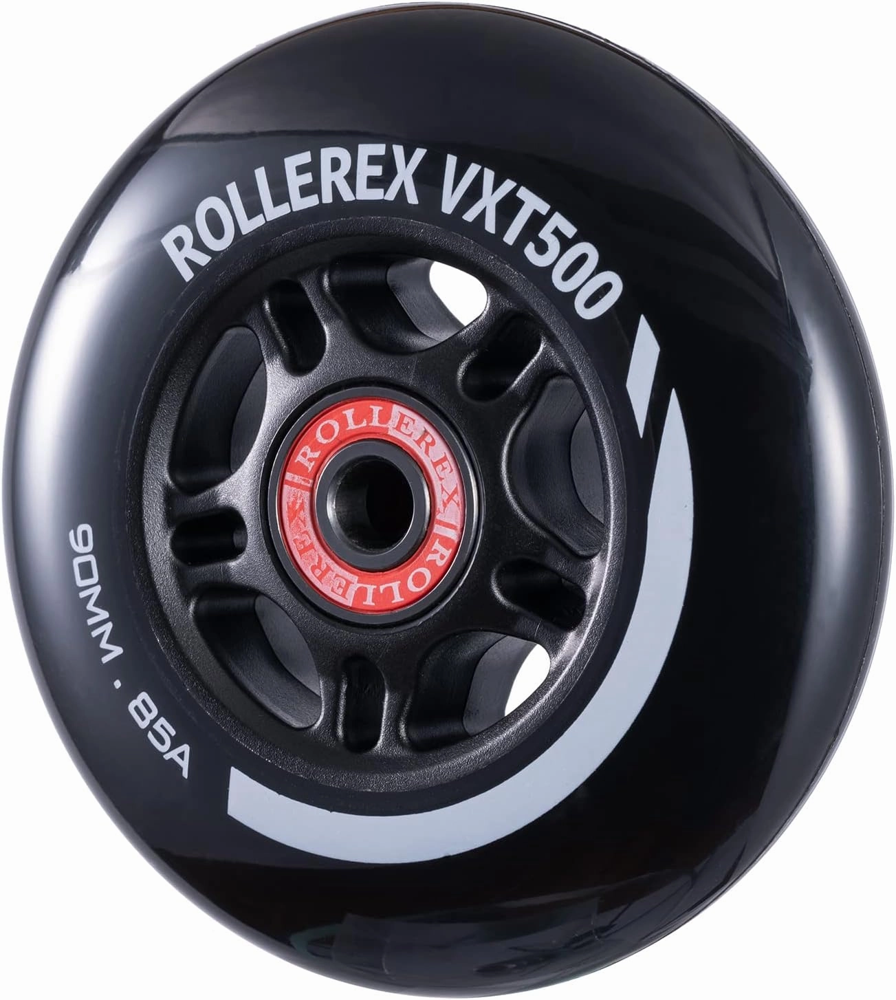 Rollerex VXT100 85A Kids Inline Skate Wheels (2 wheels w/bearings, spacers and washers) (Steel Black) (Size Options) Use on Roller Blades, RipStiks (90mm)