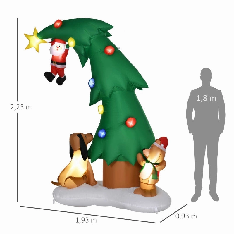 Rootz Large Inflatable Christmas Tree Decoration - Holiday Yard Decor - Festive Outdoor Display - Easy Setup - Eye-Catching LED Lights - Durable Polyester - 193cm x 93cm x 223cm