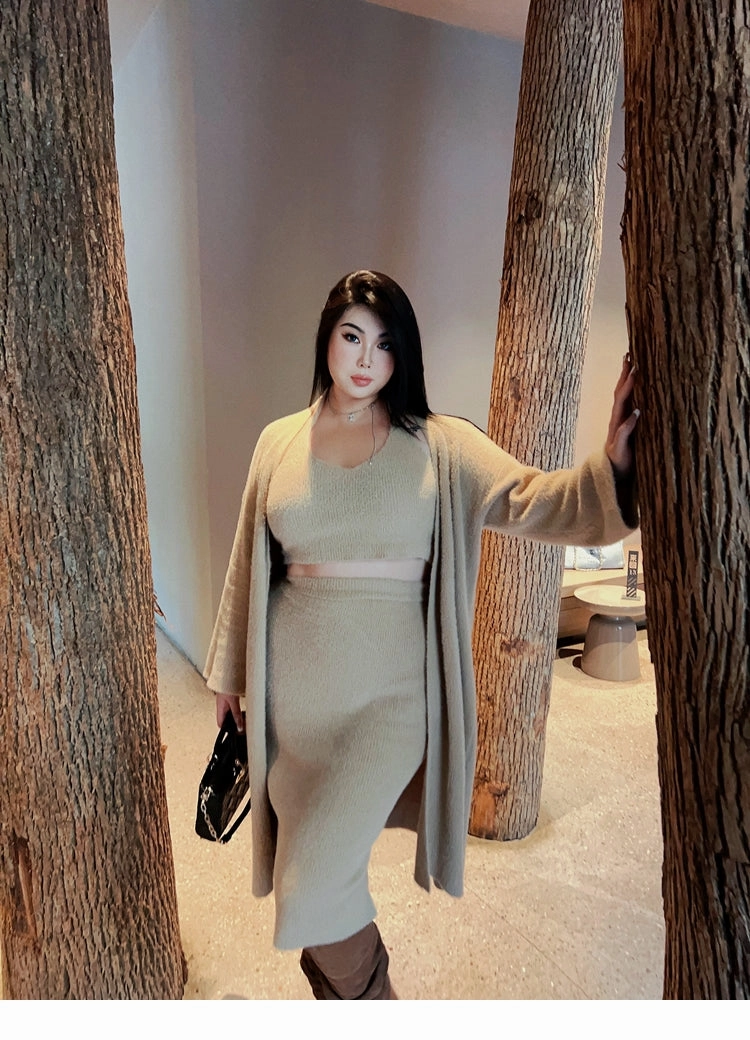 Rosalia Fluffy Solid Color Three Piece Matching Set