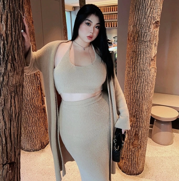 Rosalia Fluffy Solid Color Three Piece Matching Set