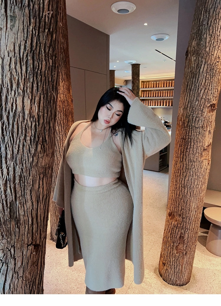 Rosalia Fluffy Solid Color Three Piece Matching Set