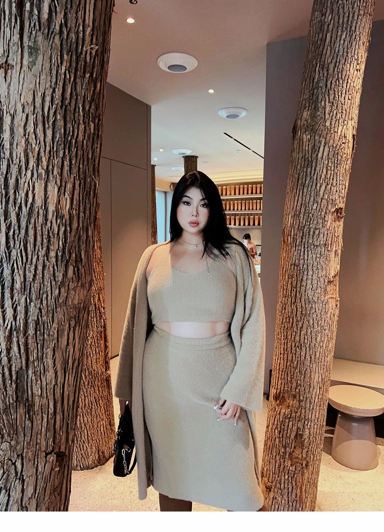 Rosalia Fluffy Solid Color Three Piece Matching Set