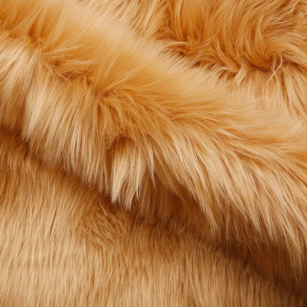 RosieLily Ultra Soft Faux Sheepskin Bedside Living Room Rugs 2 x 6 ft Fluffy Shag Rugs Faux Fur Rug Chair Sofa Cover Seat Pad Fuzzy Area Rug for Bedroom Floor Brown