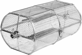Rotisserie Basket for Outdoor Grill [Upgraded Version], Wing Basket for Grill Stainless Steel BBQ Tool Fits for Most Grills, Cooking Accessory, Rolling Basket Roaster