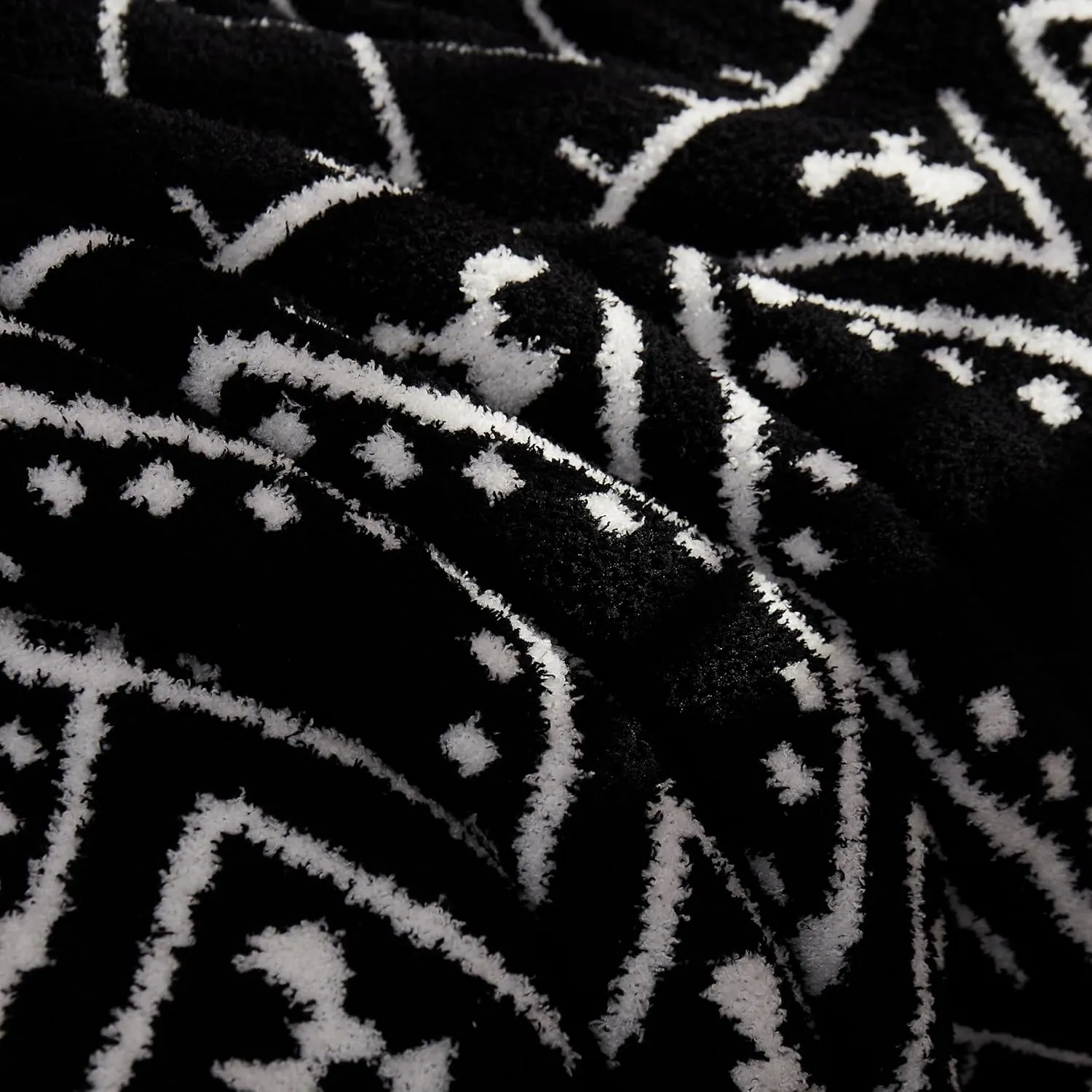 R.SHARE Boho Throw Blanket 50x70 Inch Reversible, Feather Knit Black Microfiber Soft Comfy Cozy Lightweight Fluffy Fuzzy Warm Cute for Couch Sofa Chair Bed Home
