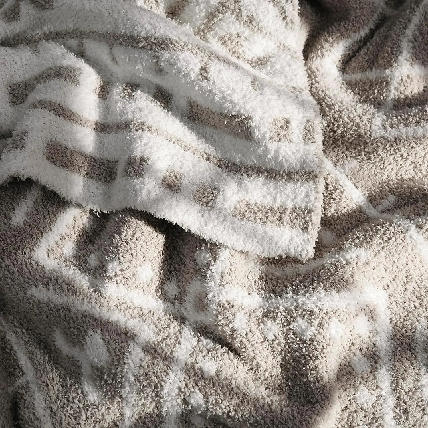 R.SHARE Boho Throw Blanket 50x70 Inch Reversible, Feather Knit Grey Microfiber Soft Comfy Cozy Lightweight Fluffy Fuzzy Warm Cute for Couch Sofa Chair Bed Home