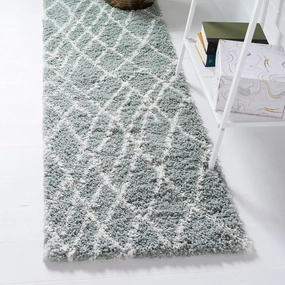 Rugs.com Soft Touch Shag Collection Runner Rug – 10 Ft Runner Sage Green Shag Rug Perfect for Hallways, Entryways