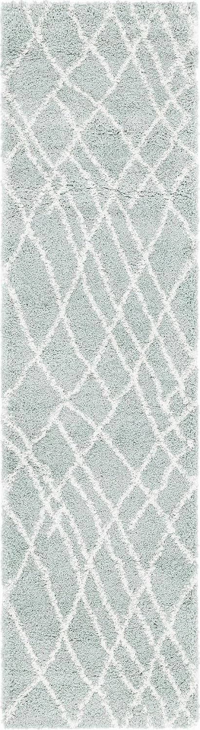 Rugs.com Soft Touch Shag Collection Runner Rug – 10 Ft Runner Sage Green Shag Rug Perfect for Hallways, Entryways