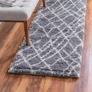 Rugs.com Soft Touch Shag Collection Runner Rug – 10 Ft Runner Pebble Gray Shag Rug Perfect for Hallways, Entryways