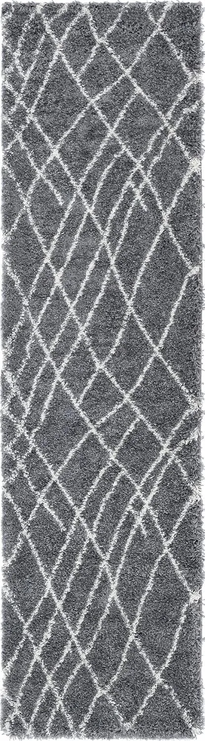 Rugs.com Soft Touch Shag Collection Runner Rug – 10 Ft Runner Pebble Gray Shag Rug Perfect for Hallways, Entryways