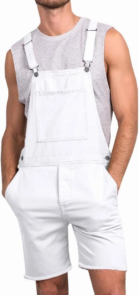 Runcati Mens Casual Bib Overall Shorts Lightweight Cotton Loose Fit Denim Jumpersuit Walkshort Pockets Rompers