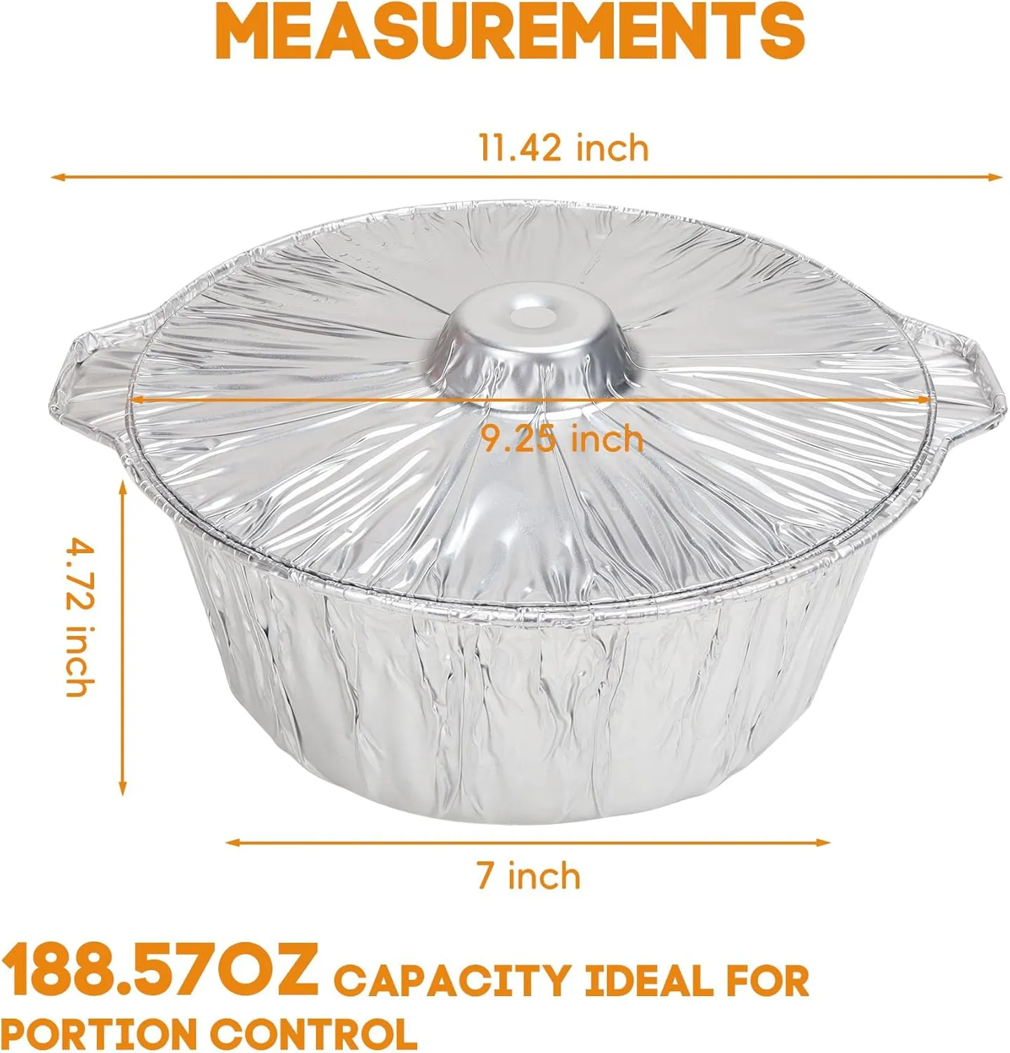 SafBbcue Disposable Aluminum Pots with Lids-5 Quart (5.4 Liter) 8pcs Set,Disposable Heat Locking Cooking Containers-Freezer Air Fryer and Oven Safe-Recyclable Pot for Camping Vacation Trips,Silver