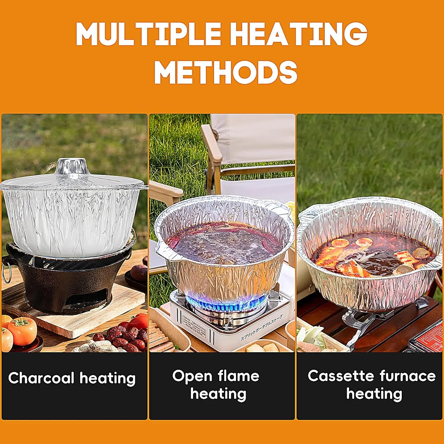 SafBbcue Disposable Aluminum Pots with Lids-5 Quart (5.4 Liter) 8pcs Set,Disposable Heat Locking Cooking Containers-Freezer Air Fryer and Oven Safe-Recyclable Pot for Camping Vacation Trips,Silver