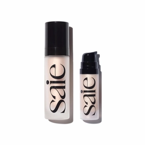 Saie Glowy Super Gel Lightweight Illuminator, Starglow Duo - Luminizer for Glowing Skin, Wear Alone or Under Makeup - Includes Full Size (1 fl oz)   Mini (0.5 fl oz)
