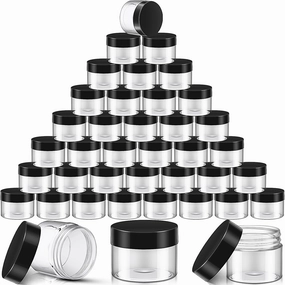 SATINIOR 36 Pieces Plastic Jars with Lids Round Leak Proof Airtight Container Cosmetic Small Empty Jars for Lotions Ointments Travel Toiletries Creams Make up Storage(4 oz,Black)