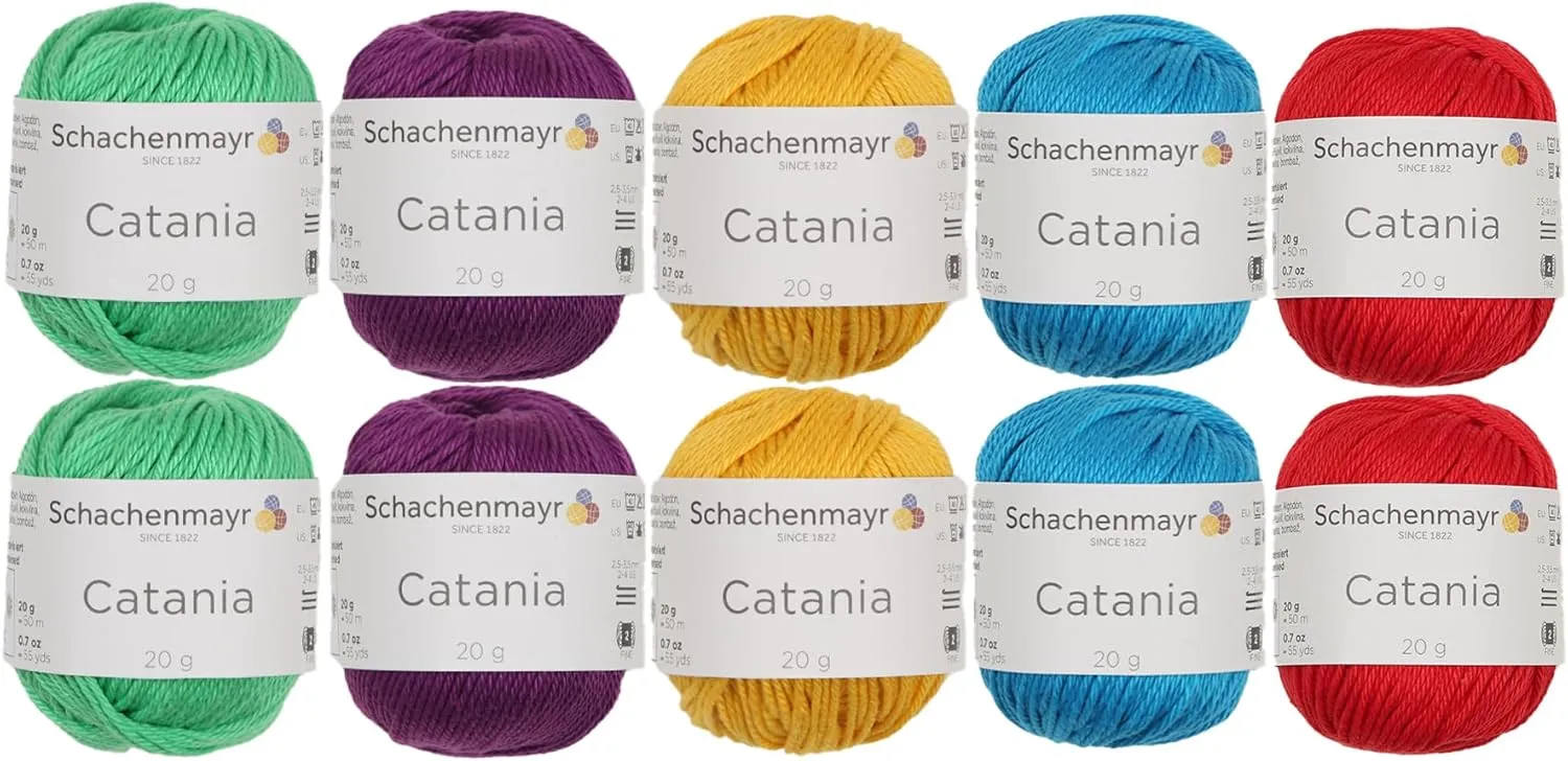 Schachenmayr Catania Mini Yarn Set, 10 Skeins, 20g Each, Assorted Colors