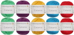 Schachenmayr Catania Mini Yarn Set, 10 Skeins, 20g Each, Assorted Colors