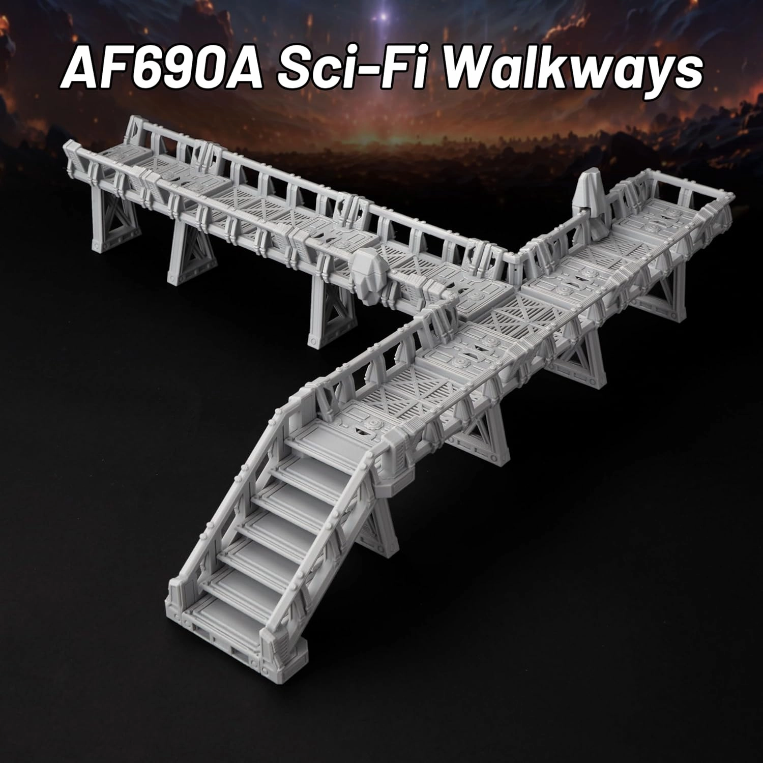 Sci-Fi Platform Walkways Set – RPG Terrain for Adults, DND Walls and Bridges, Building Blocks for Tabletop RPG Games Like Dungeons and Dragons-AF690A