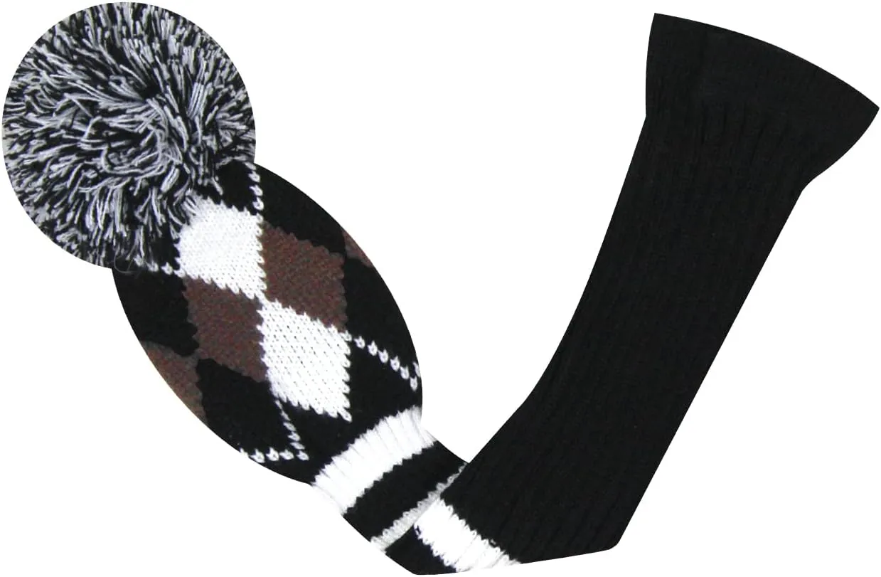 Scott Edward Knit Golf Club Cover with a Pom Set of 5 Head Covers Protect Driver Wood(460cc) 1 Fairway Wood2 and Hybrid/UT2 with Rotating Club Number Tags