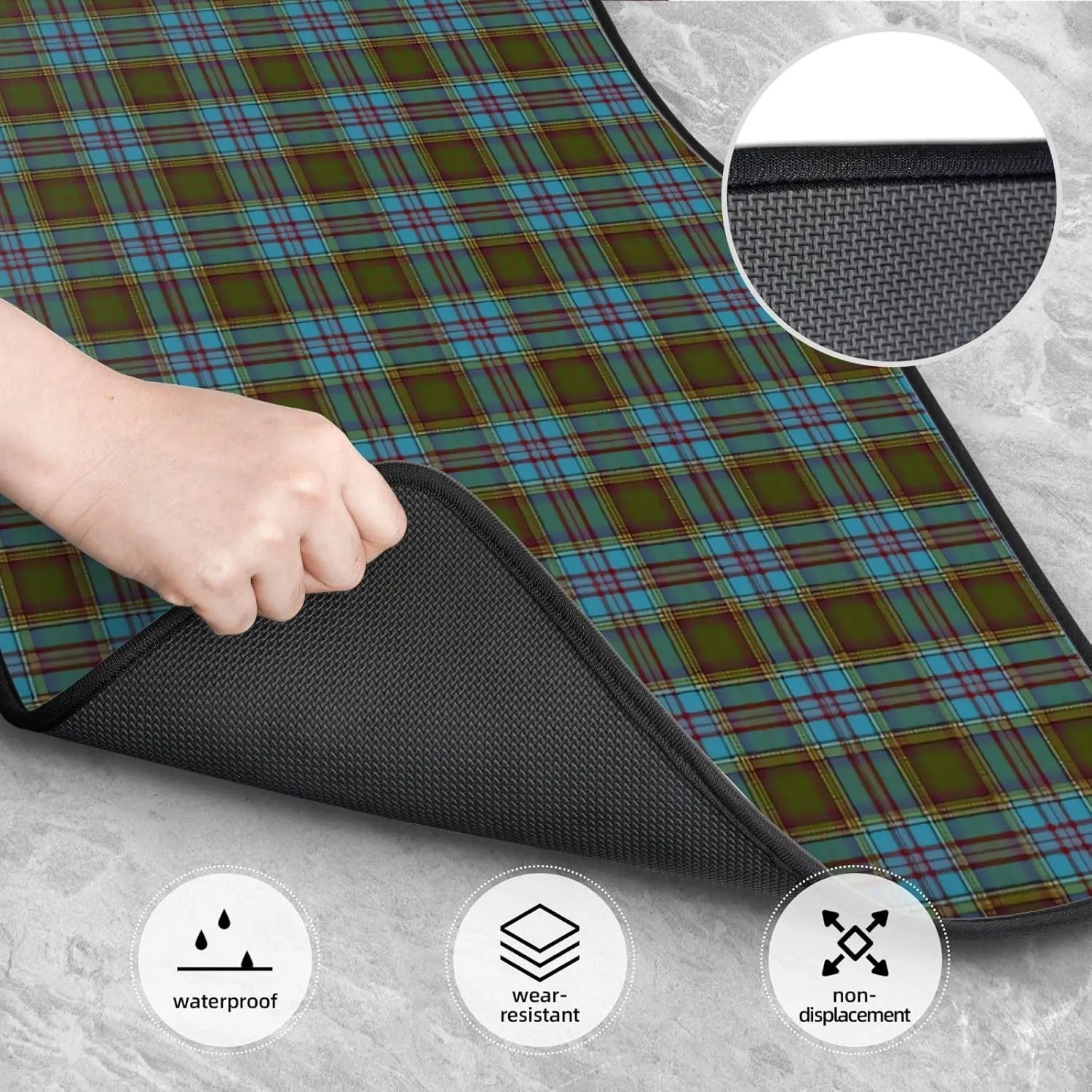 Scottish Clan Anderson Tartan Plaid Car Front and Rear Floor Mats, Anti Slip Car Mats, Complete Set of 4 Carpets, All Weather Protection