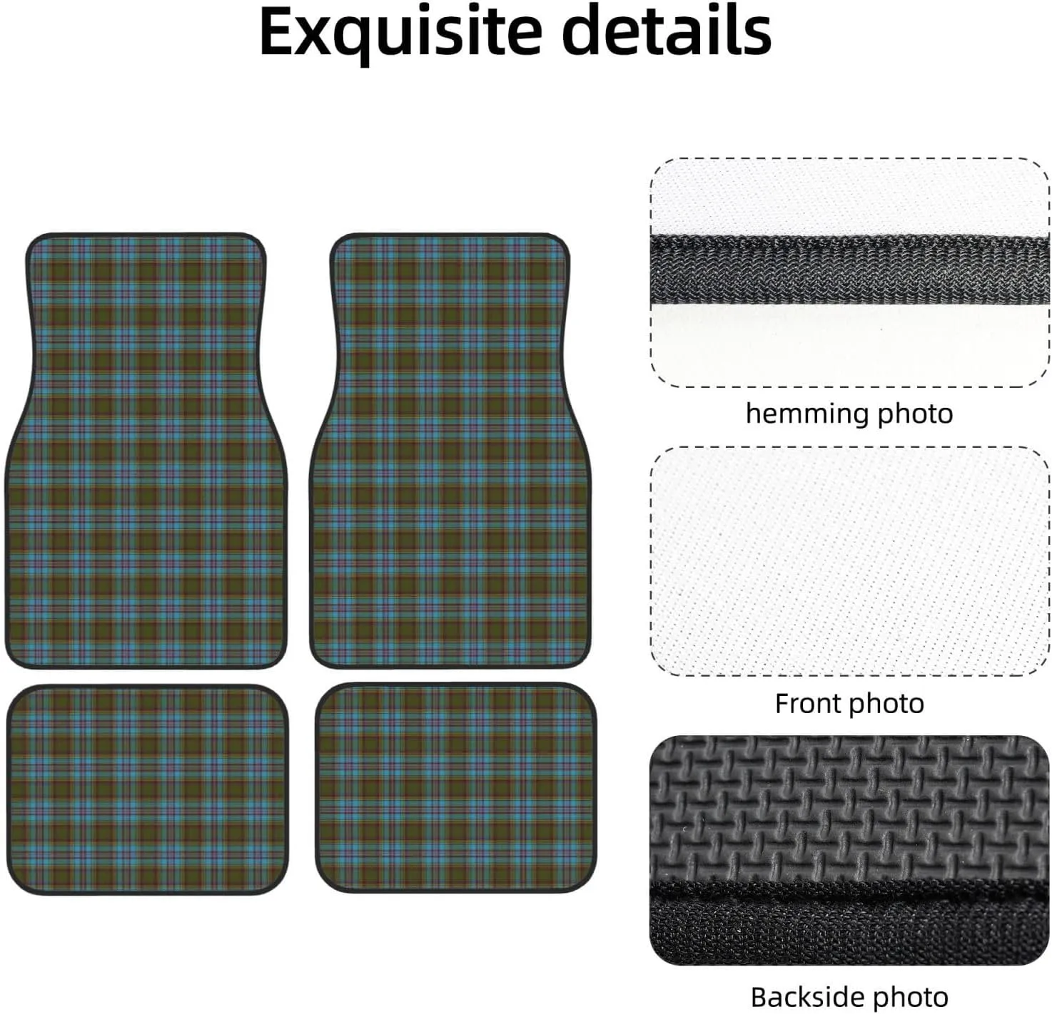 Scottish Clan Anderson Tartan Plaid Car Front and Rear Floor Mats, Anti Slip Car Mats, Complete Set of 4 Carpets, All Weather Protection