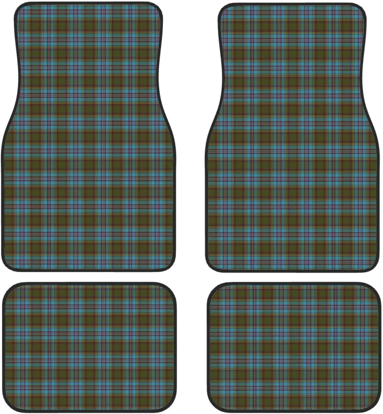 Scottish Clan Anderson Tartan Plaid Car Front and Rear Floor Mats, Anti Slip Car Mats, Complete Set of 4 Carpets, All Weather Protection