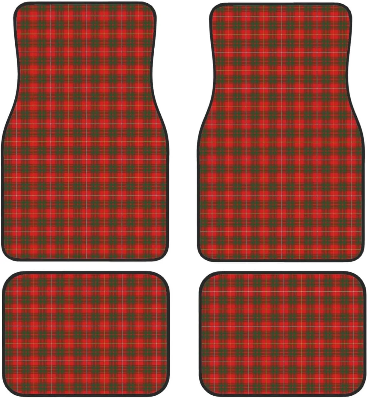 Scottish Clan Bruce Tartan Plaid Car Front and Rear Floor Mats, Anti Slip Car Mats, Complete Set of 4 Carpets, All Weather Protection