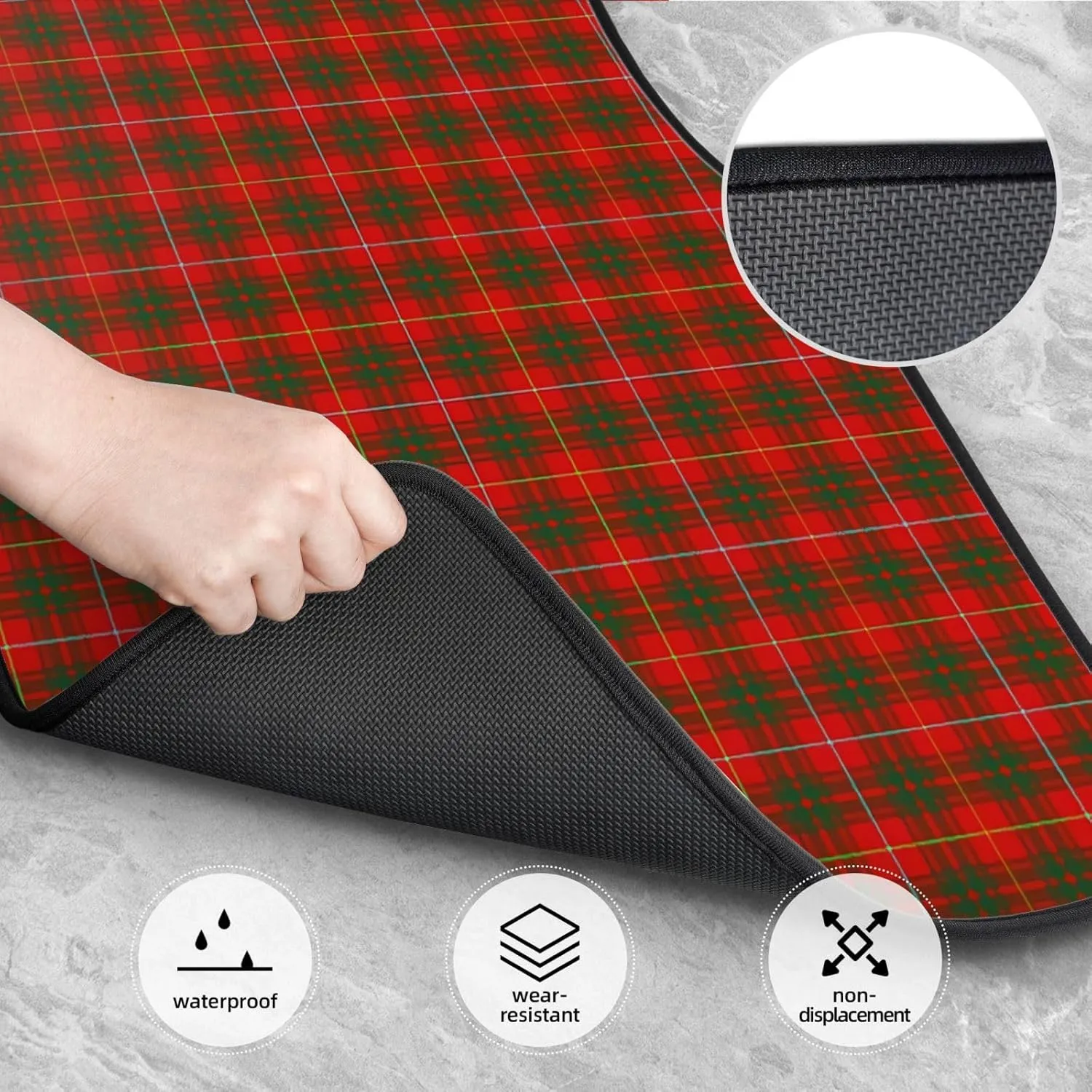 Scottish Clan Bruce Tartan Plaid Car Front and Rear Floor Mats, Anti Slip Car Mats, Complete Set of 4 Carpets, All Weather Protection