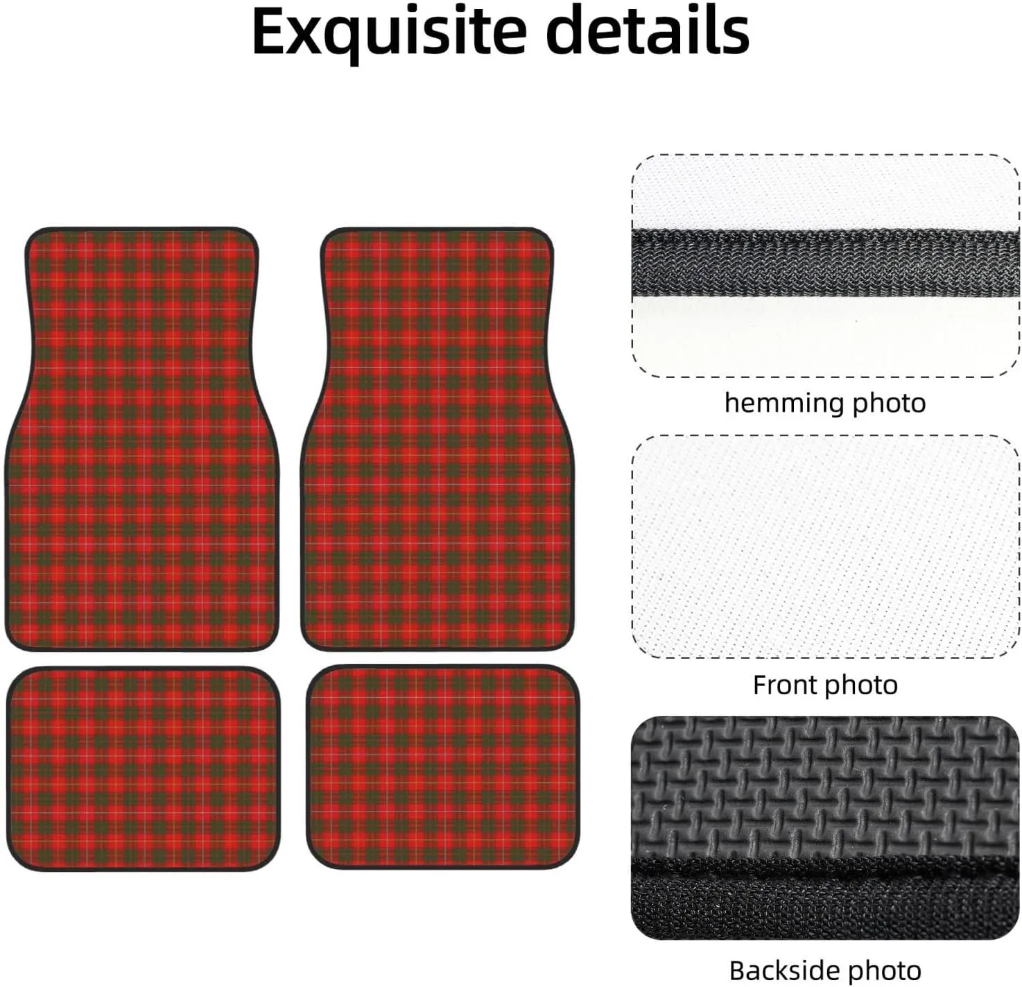 Scottish Clan Bruce Tartan Plaid Car Front and Rear Floor Mats, Anti Slip Car Mats, Complete Set of 4 Carpets, All Weather Protection