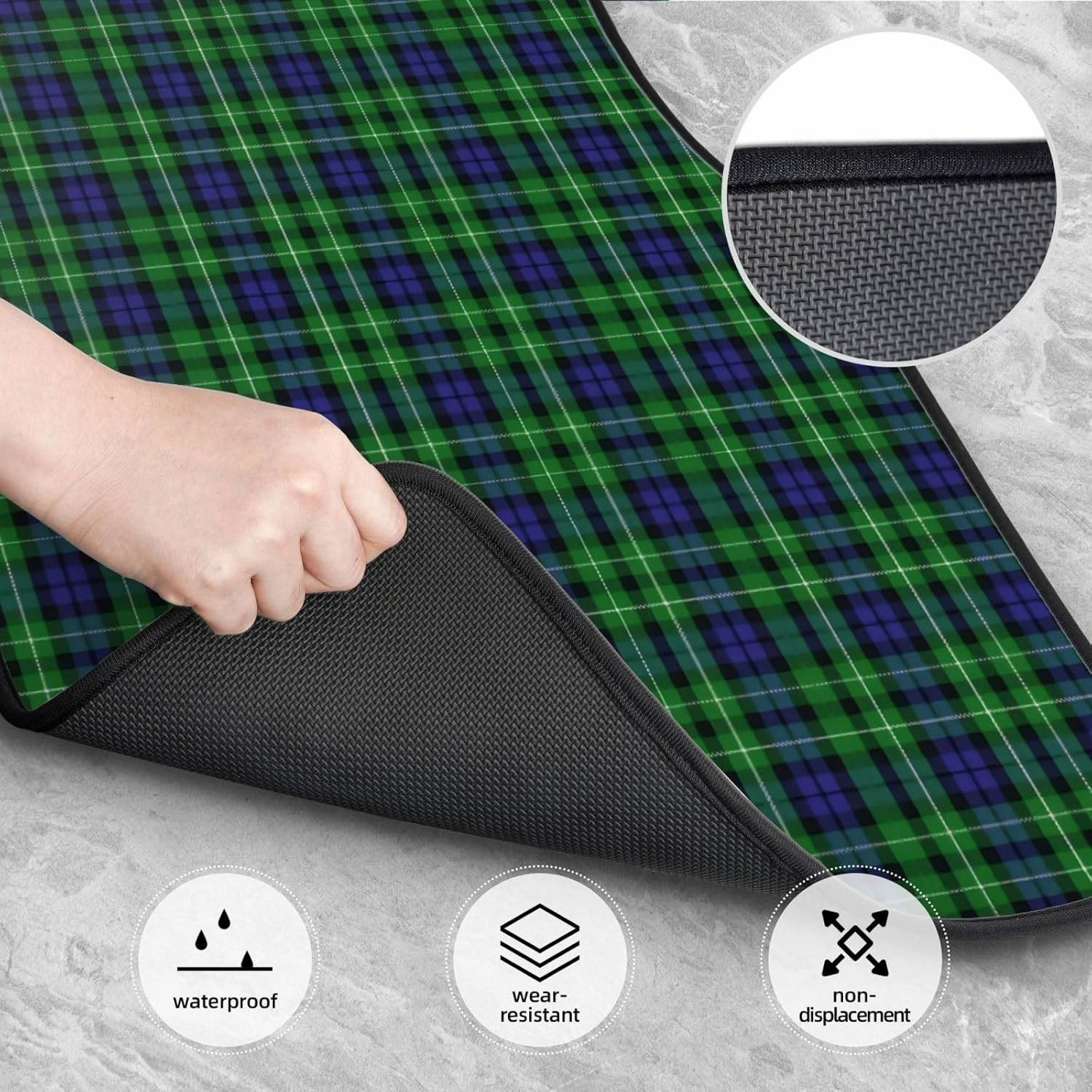 Scottish Clan Graham Tartan Plaid Car Front and Rear Floor Mats, Anti Slip Car Mats, Complete Set of 4 Carpets, All Weather Protection