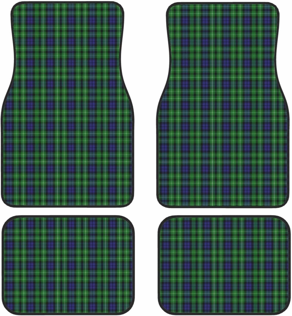 Scottish Clan Graham Tartan Plaid Car Front and Rear Floor Mats, Anti Slip Car Mats, Complete Set of 4 Carpets, All Weather Protection