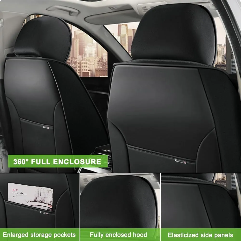 Seat Covers for Toyota Corolla 2006-2024,2PCS Leather Car Seat Covers,Waterproof Seat Protectors Auto Seat Covers,Soft Interior Cover Seats for Cars(Black and Orange)
