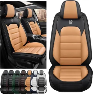 Seat Covers for Toyota Corolla 2006-2024,2PCS Leather Car Seat Covers,Waterproof Seat Protectors Auto Seat Covers,Soft Interior Cover Seats for Cars(Black and Orange)