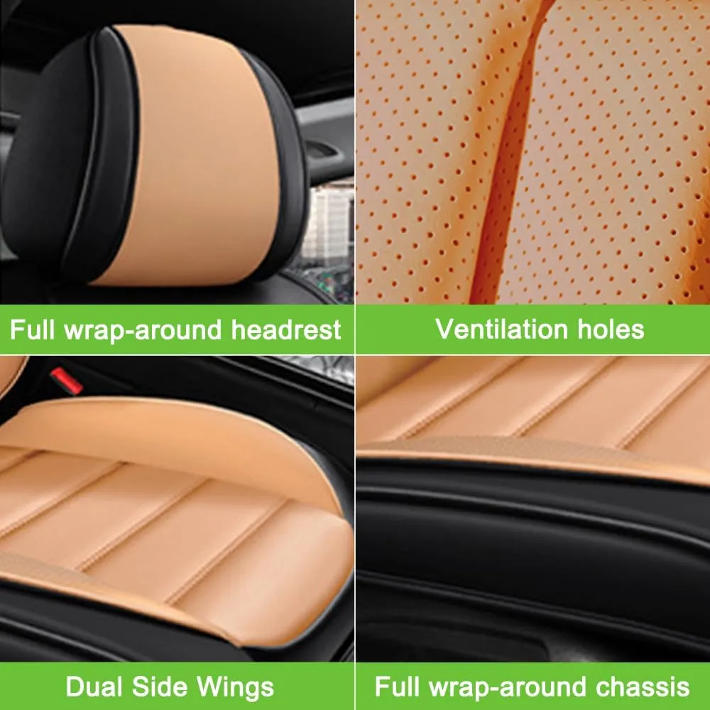 Seat Covers for Toyota Corolla 2006-2024,2PCS Leather Car Seat Covers,Waterproof Seat Protectors Auto Seat Covers,Soft Interior Cover Seats for Cars(Black and Orange)