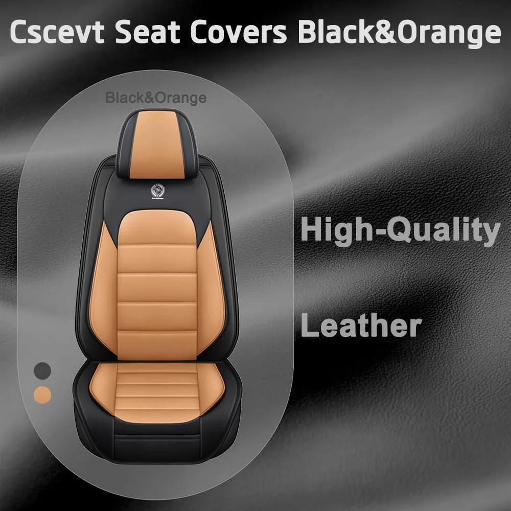 Seat Covers for Toyota Corolla 2006-2024,2PCS Leather Car Seat Covers,Waterproof Seat Protectors Auto Seat Covers,Soft Interior Cover Seats for Cars(Black and Orange)