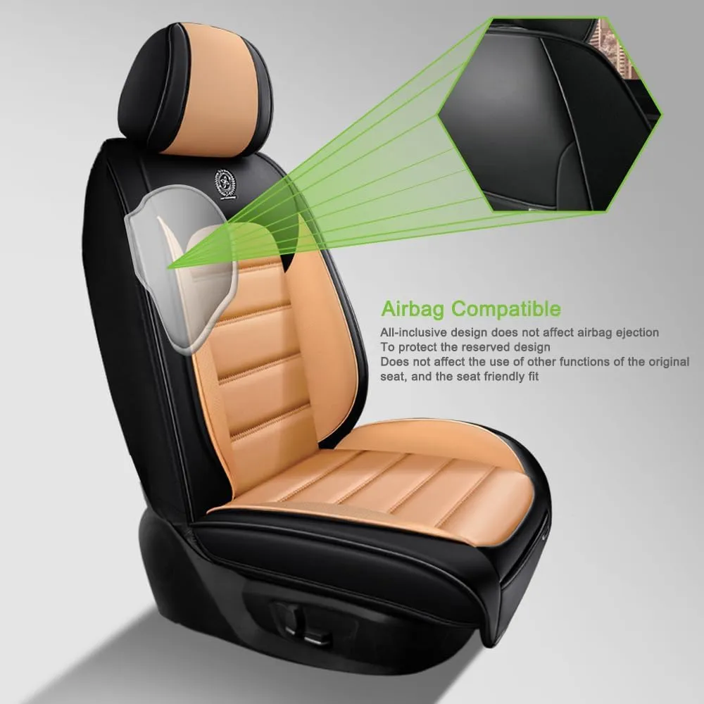 Seat Covers for Toyota Corolla 2006-2024,2PCS Leather Car Seat Covers,Waterproof Seat Protectors Auto Seat Covers,Soft Interior Cover Seats for Cars(Black and Orange)