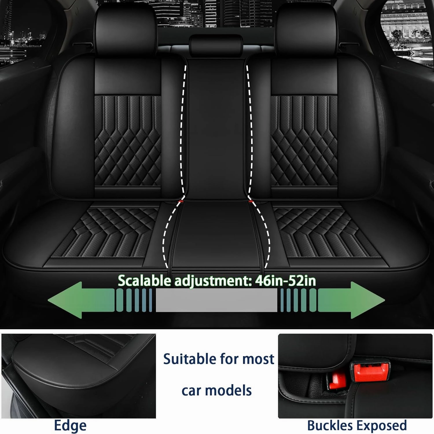 Seat Covers for Chevy Trailblazer 2021-2025 Leather Car Seat Covers Waterproof Soft Seat Cover Protectors Comfort Automotive Seat Covers with Airbag(Black&Blue,5 Seats)