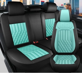 Seat Covers for Chevy Trailblazer 2021-2025 Leather Car Seat Covers Waterproof Soft Seat Cover Protectors Comfort Automotive Seat Covers with Airbag(Black&Blue,5 Seats)