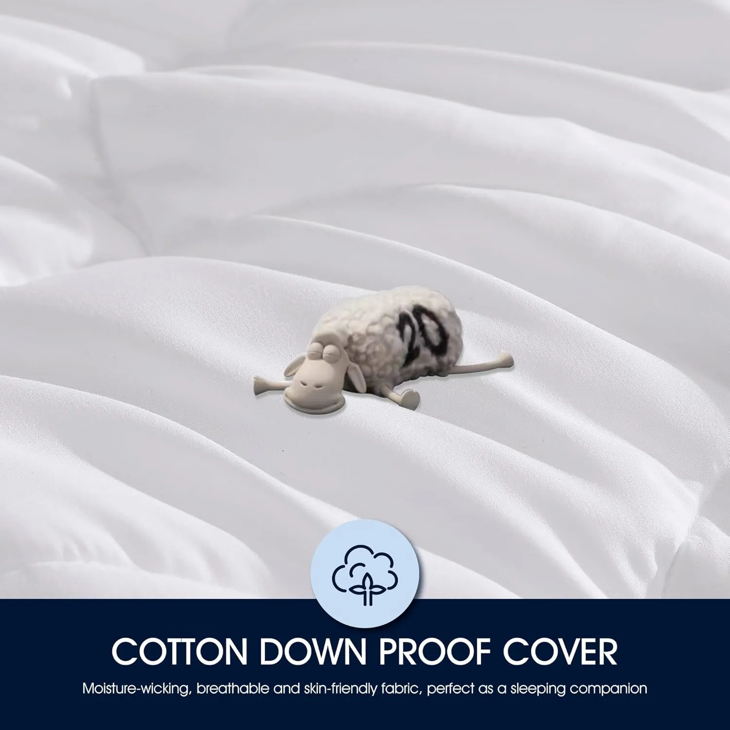 Serta Feather and Down Fiber Pillow Top Mattress Topper King Size - 233 Thread Count 100% Cotton Mattress Pad Ultra Soft 2-Inch Support Feather Bed-White