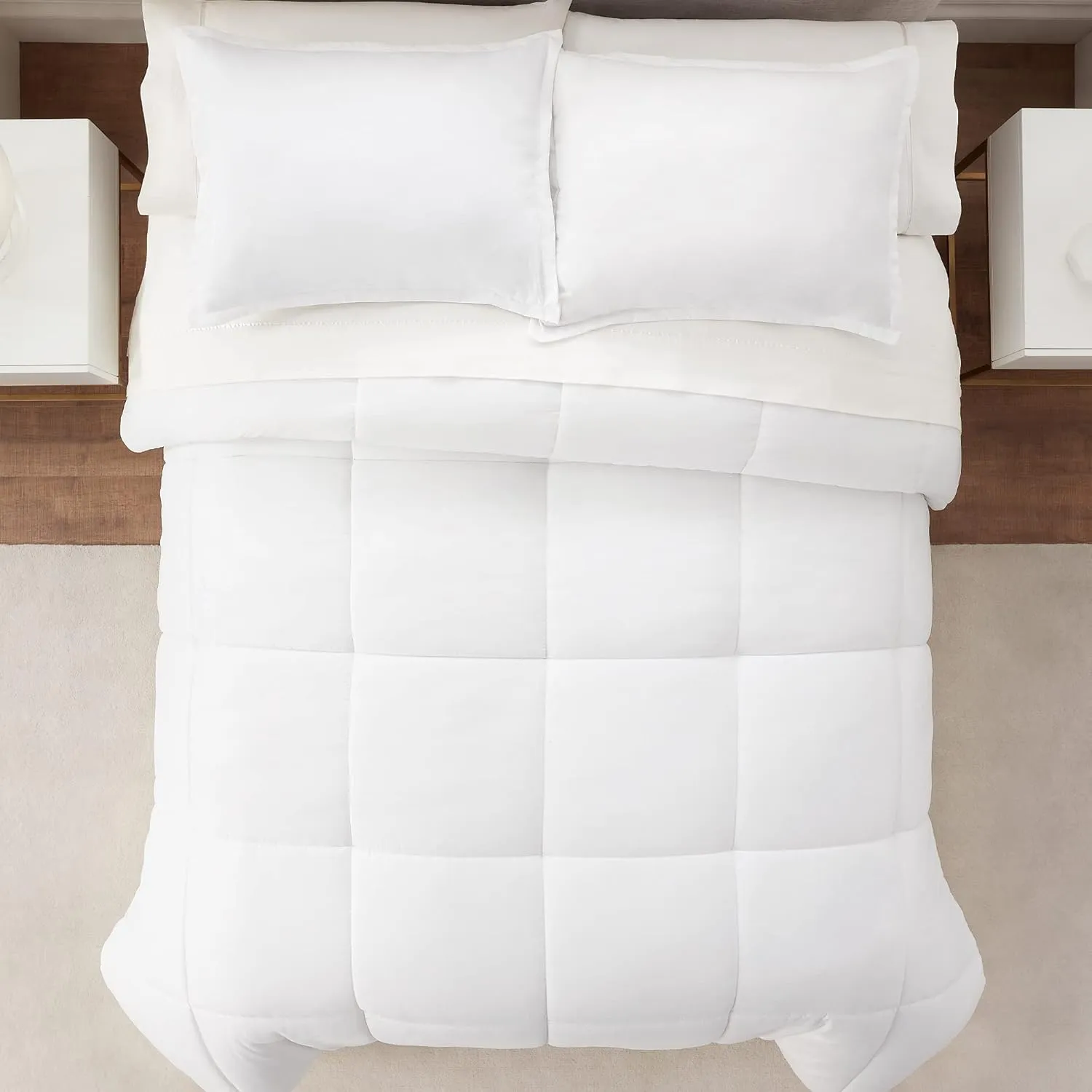 SERTA Simply Clean Ultra Soft Hypoallergenic Solid 2 Piece Comforter Set, Twin XL, White
