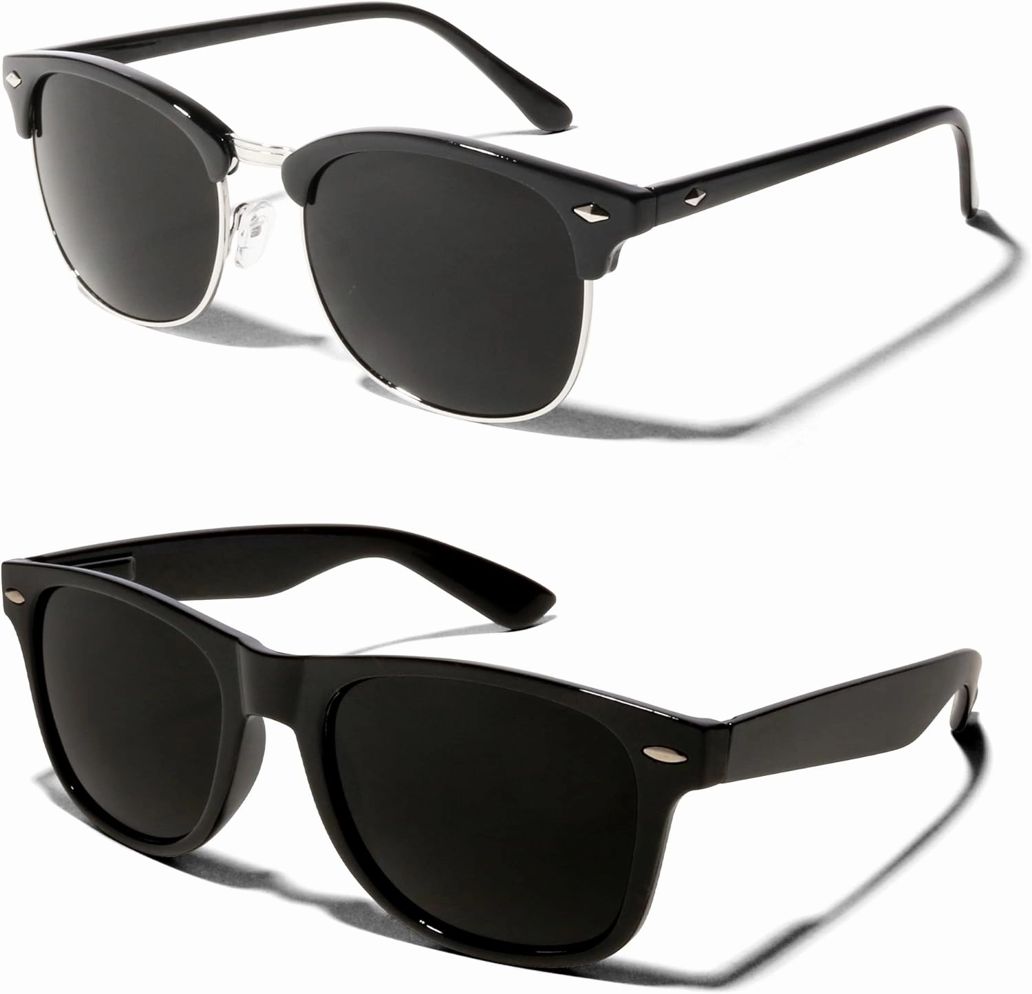 ShadyVEU Super Dark Black Sunglasses UV Protection Lens Spring Hinge 80s Vintage Retro Inspired Shades
