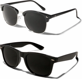 ShadyVEU Super Dark Black Sunglasses UV Protection Lens Spring Hinge 80s Vintage Retro Inspired Shades