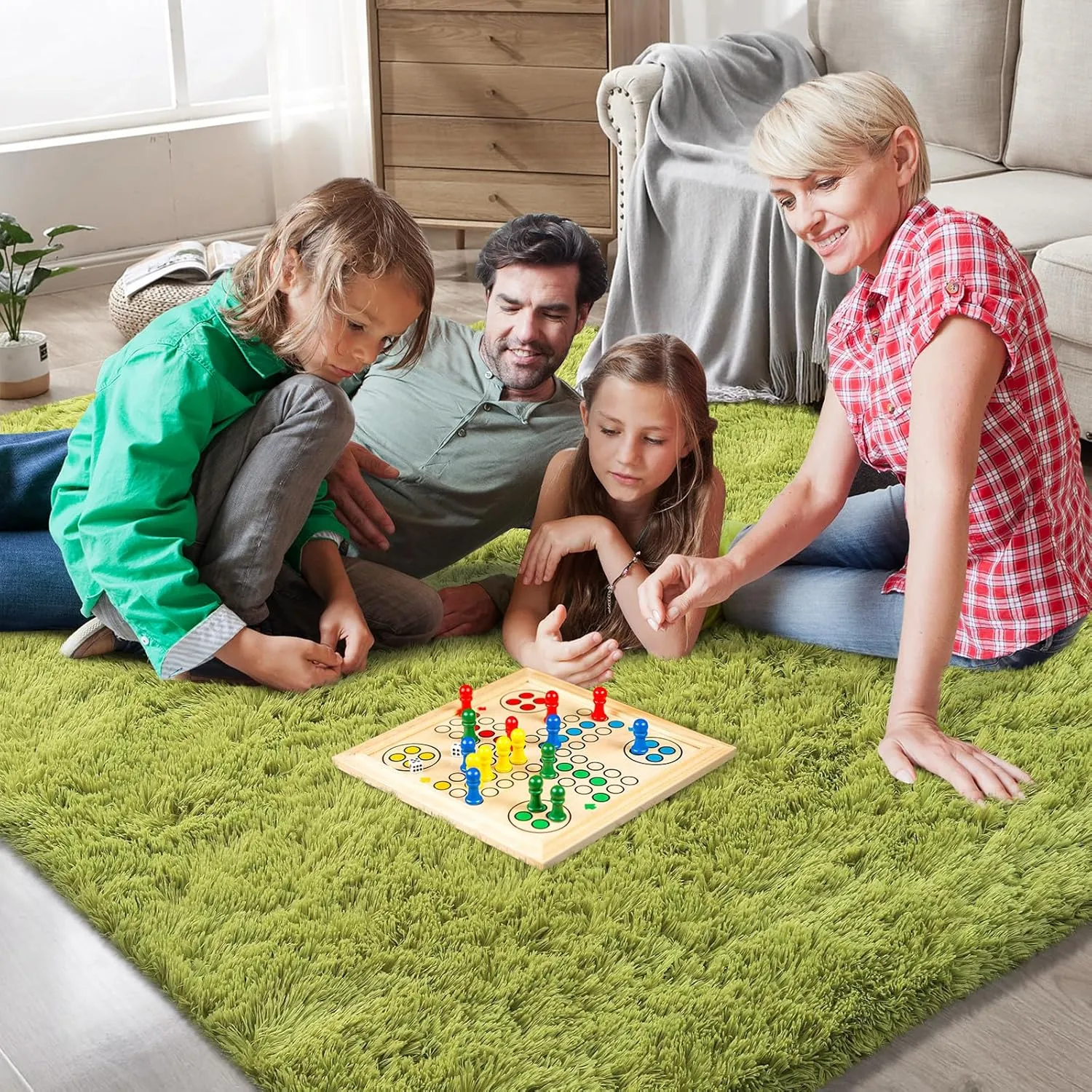 Shag Area Rugs for Bedroom Living Room,4X6 Ultra Soft Fluffy Area Rugs for Dorm, Indoor Carpet Nursery Rugs for Kids Girls Room Home Decor,Green